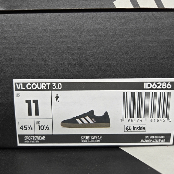 New adidas Vl Court 3.0 Core Black Cloud White Gum Men\'s Shoes Size 11 main image 7